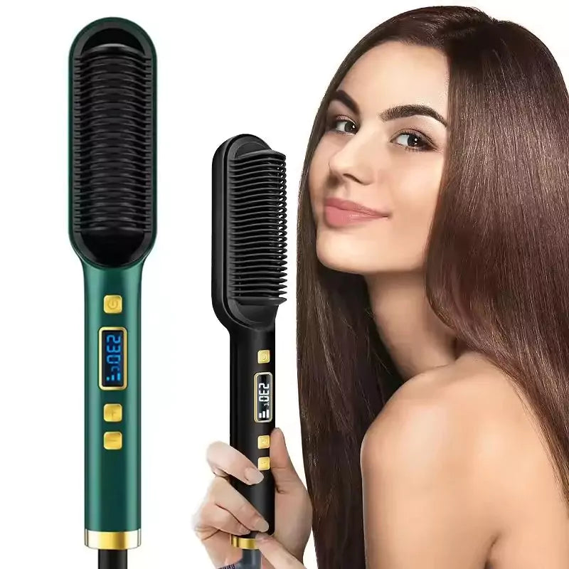 2-in-1 Straight Hair Iron Brush