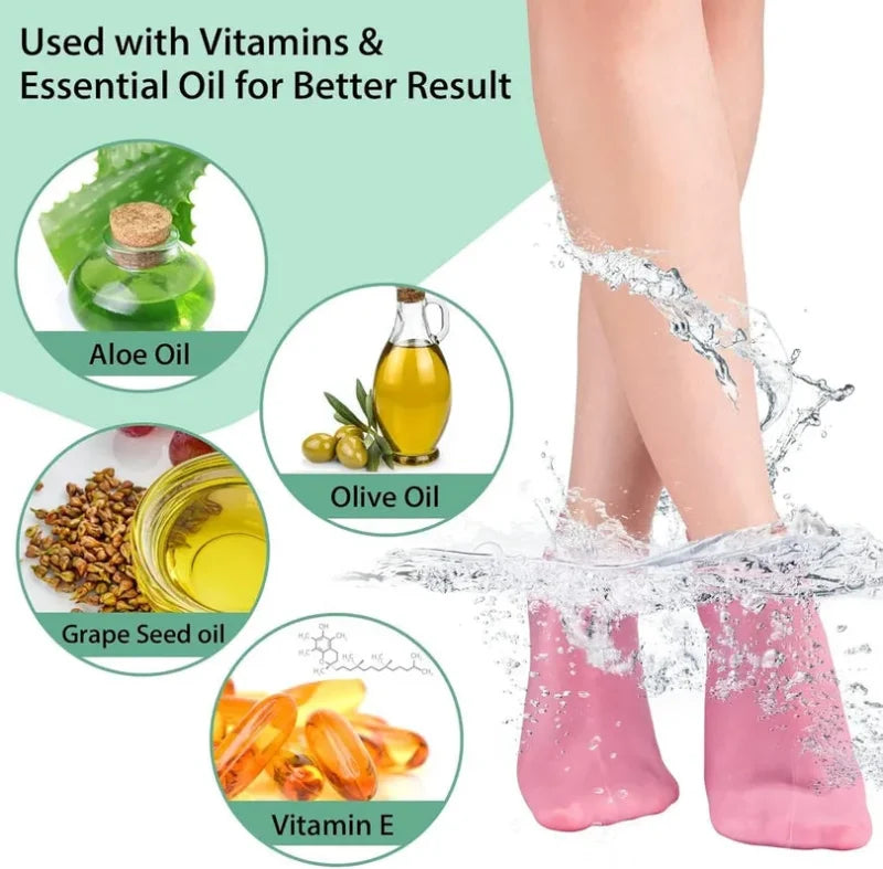 Reusable Silicone Spa Gel Socks For Dry Feet And Cracked Heel Treatment